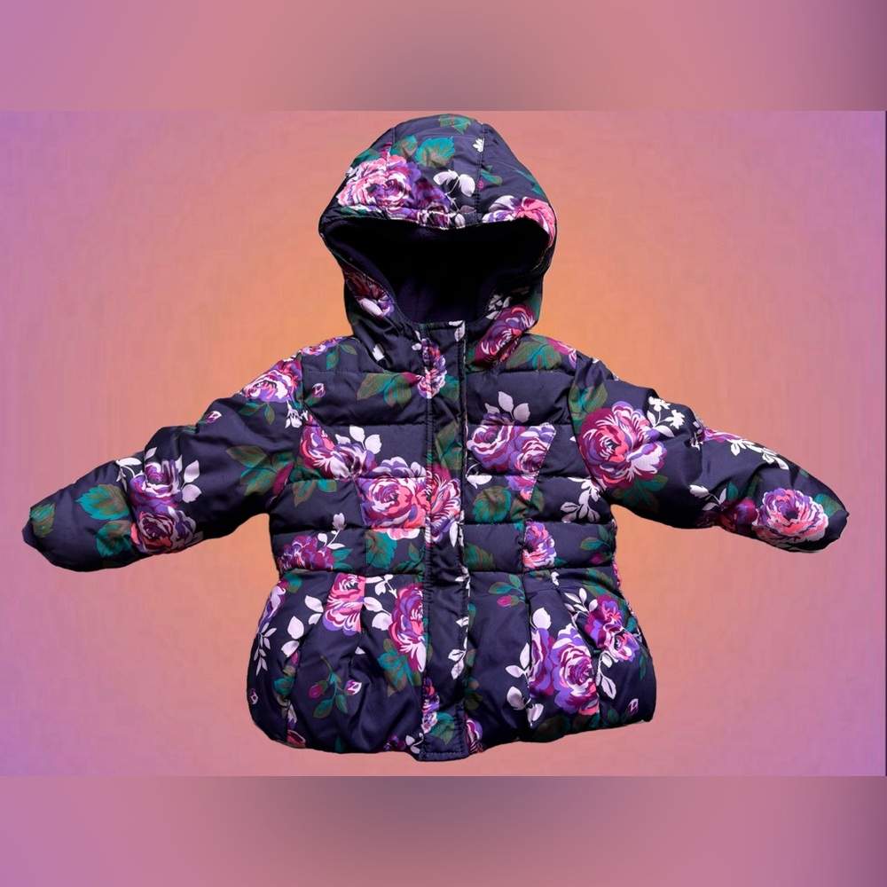 Cherokee Toddler Winter Coat Girls 18 Month Flower Fantastic Pre-Owned Condition